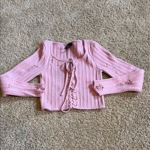 Rue21 Blush Lace-Up Cardigan